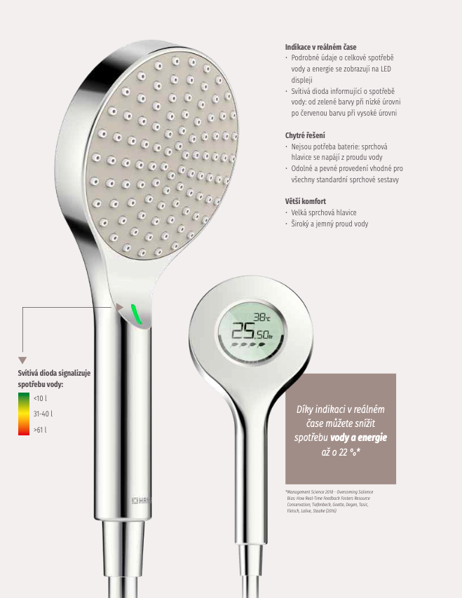 Hansa ACTIVEJET Digital ruční sprcha Self-powered:Bluetooth® Chrome:Světle šedá 84310180-4